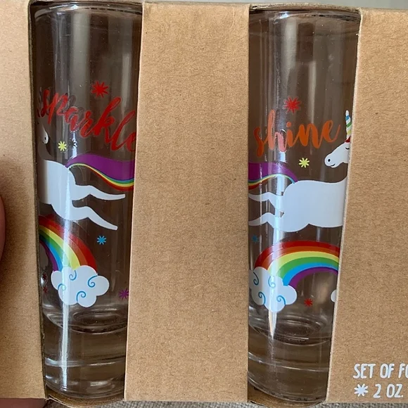 🎉2xHP🎉 NIB Set of 4 Unicorn Shot Glasses 🦄🥃 - Picture 3 of 4
